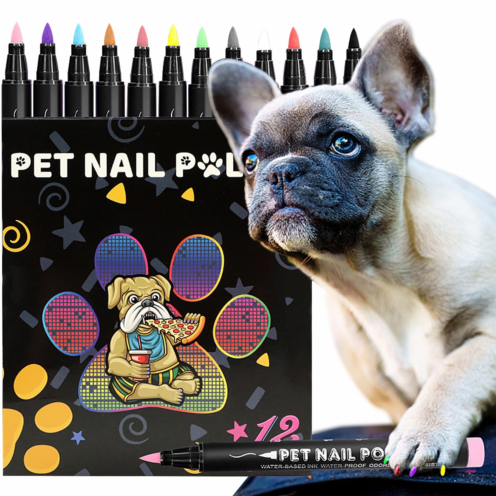 CNWHMY Quick Dry Dog Nail Polish Pens 12 Colors,Pet Safe and Non-Toxic Nail Polish Easy Application for Dogs, Cats, and Small Pets Nail Accessories