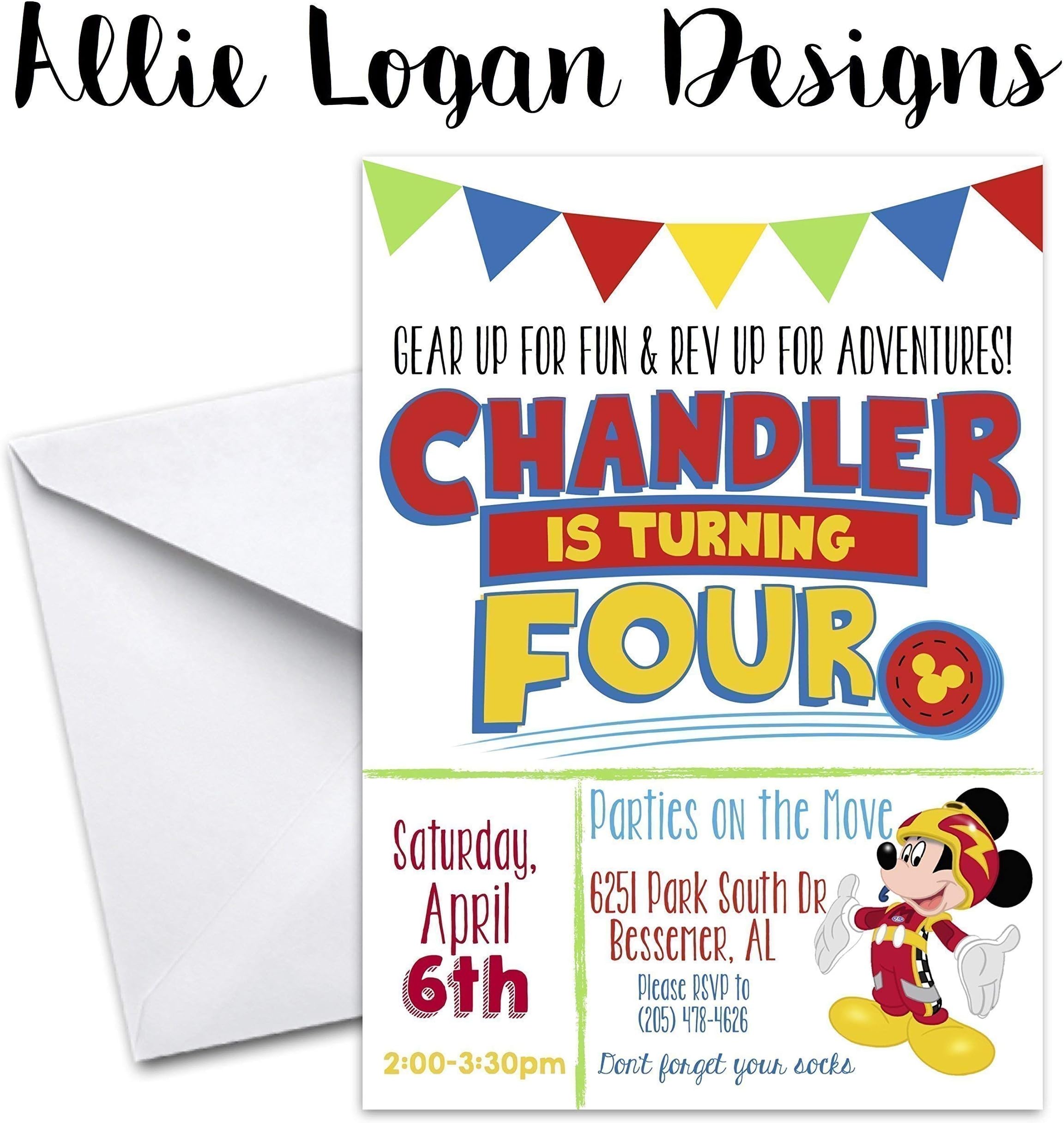 Mickey Roadster Racers Custom Party Invitations
