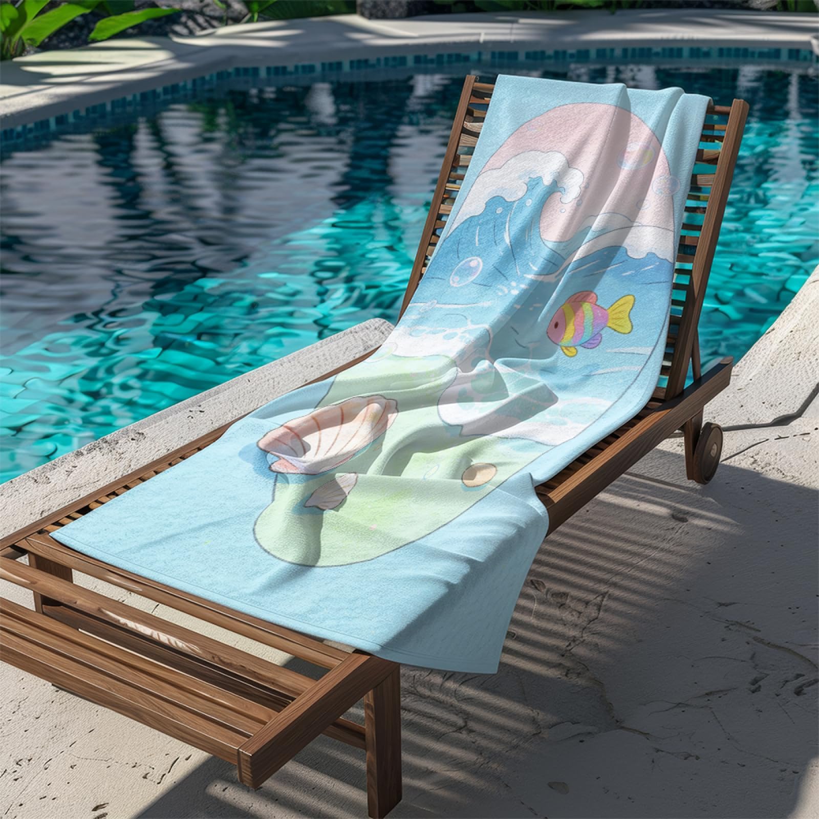 Drap de Plage XXL 200X200 Shell Bleu Rose Serviettes de Plage en Microfibre,Serviette Piscine Extra Large sans Sable pour Adultes Séchage Rapide
