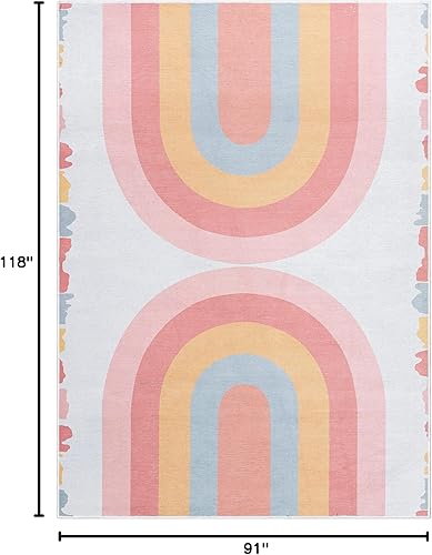 Miniatura 2 de Well Woven Kids Rugs - Alfombra moderna de tejido plano multicolor de 7 pies 7 pulgadas x 9 pies 10 pulgadas
