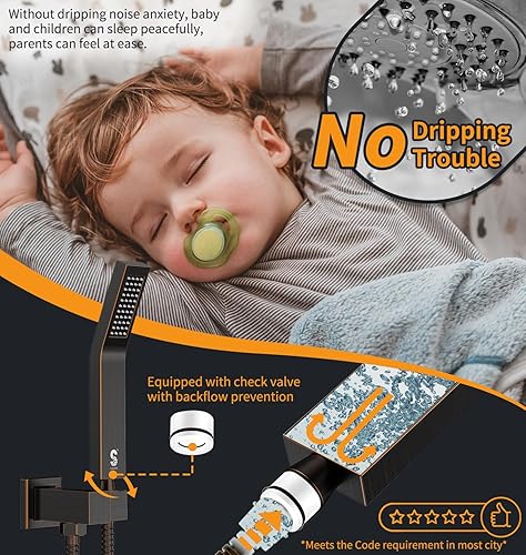 Miniatura 5 de SR SUN RISE Sistema de ducha de bronce aceitado, cabezal de ducha cuadrado de 10 pulgadas con cabezal de ducha de mano, cabezal de ducha de cascada,