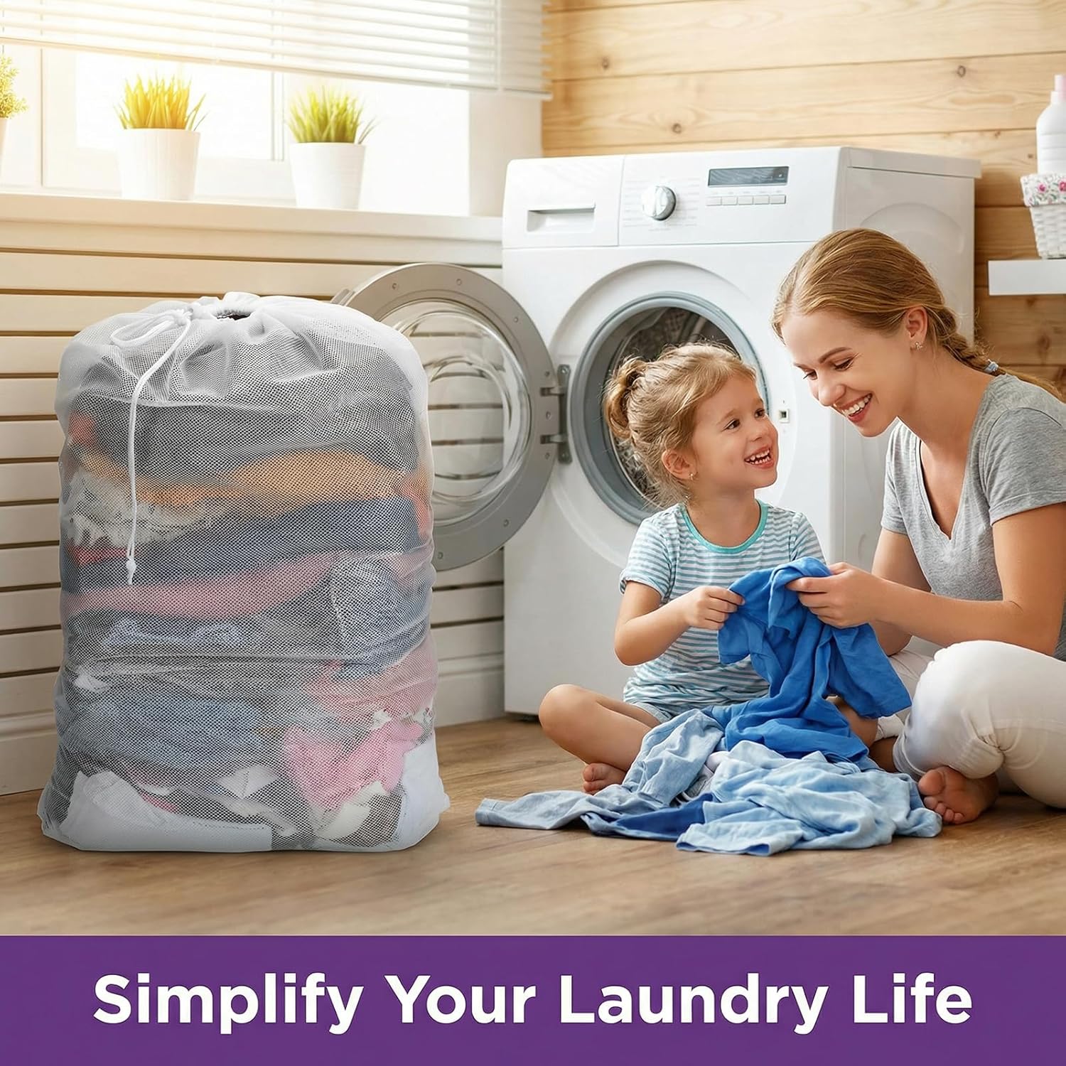Nicm Mesh Laundry Bag with Dstring Closure, Heavy Duty Extra Lar