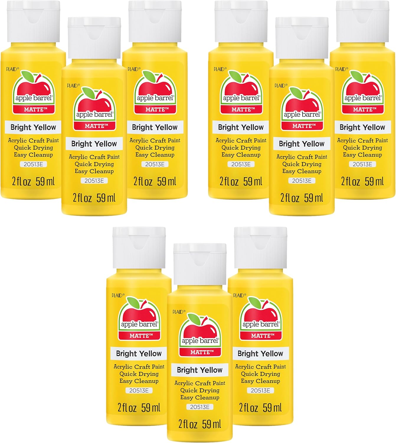 Apple Barrel Acrylic Paint, Bright Yellow (Pack of 9) 2 oz, 20513EA- (Pack of 9)