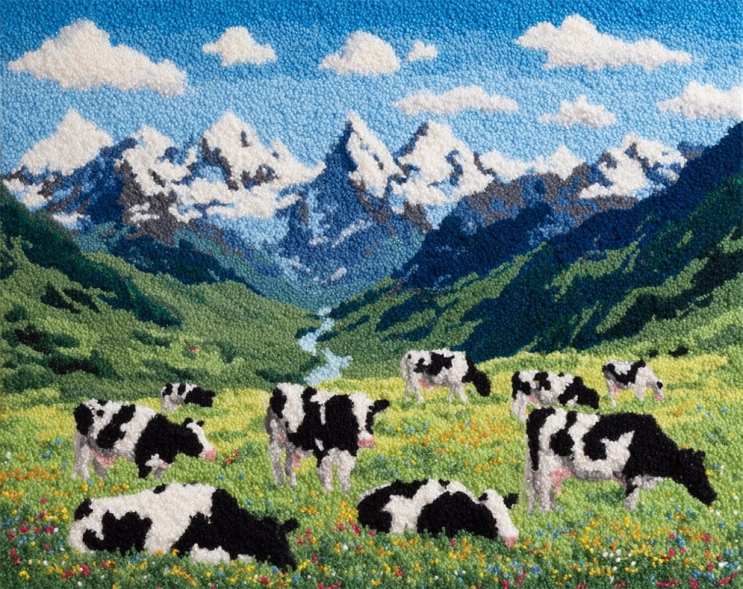 Henypt Color Diy Latch Hook Rug Kits Snow Mountain Wagyu 80X160cm