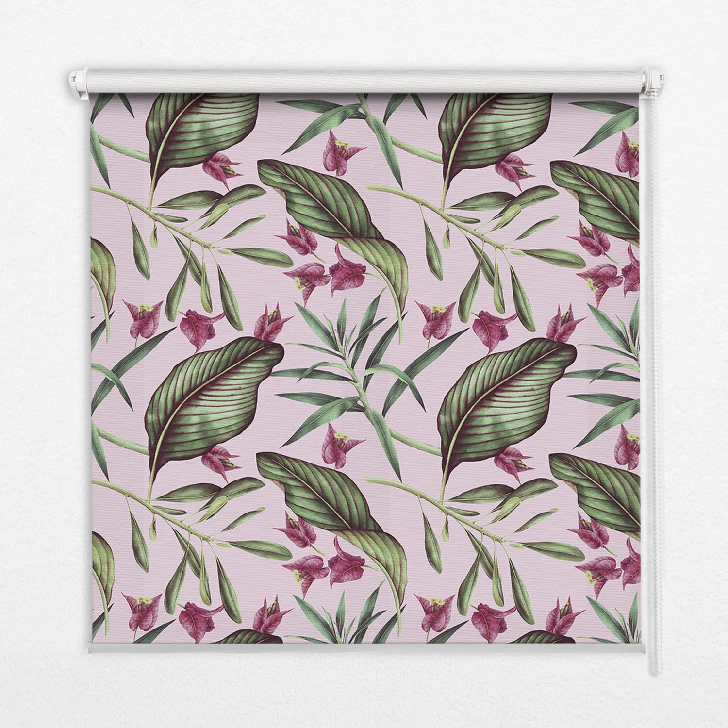 Store banne enrouleur 50x50cm perméable rideau intérieur motifs feuilles tropicales