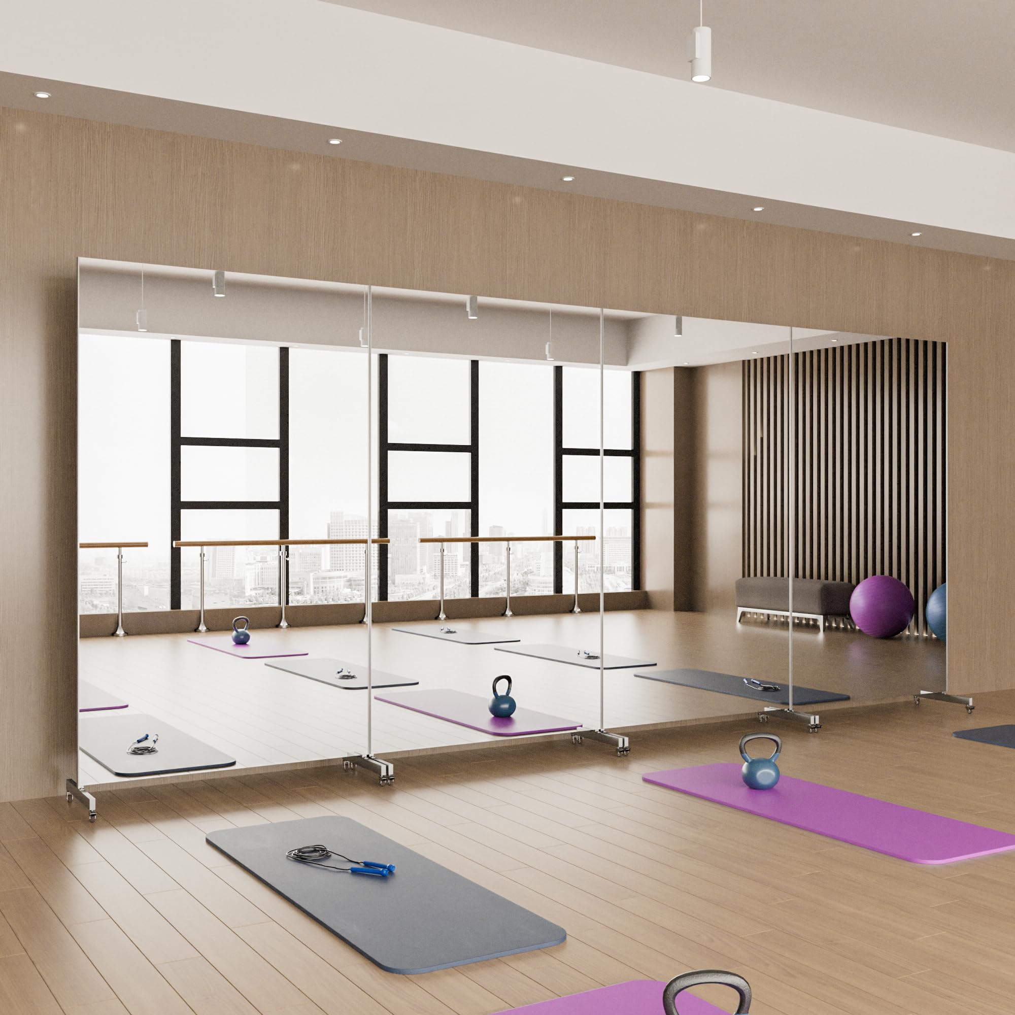brisafe Ganzkörperspiegel 180x100cm, Spiegel Fitnessraum groß mit Rollen, 360° Drehbar Standspiegel Unzerbrechlich Spiegel Schwenkbar Tanzspiegel für Yoga Schlafzimmer Wohnzimmer Geschäft, Schwarz