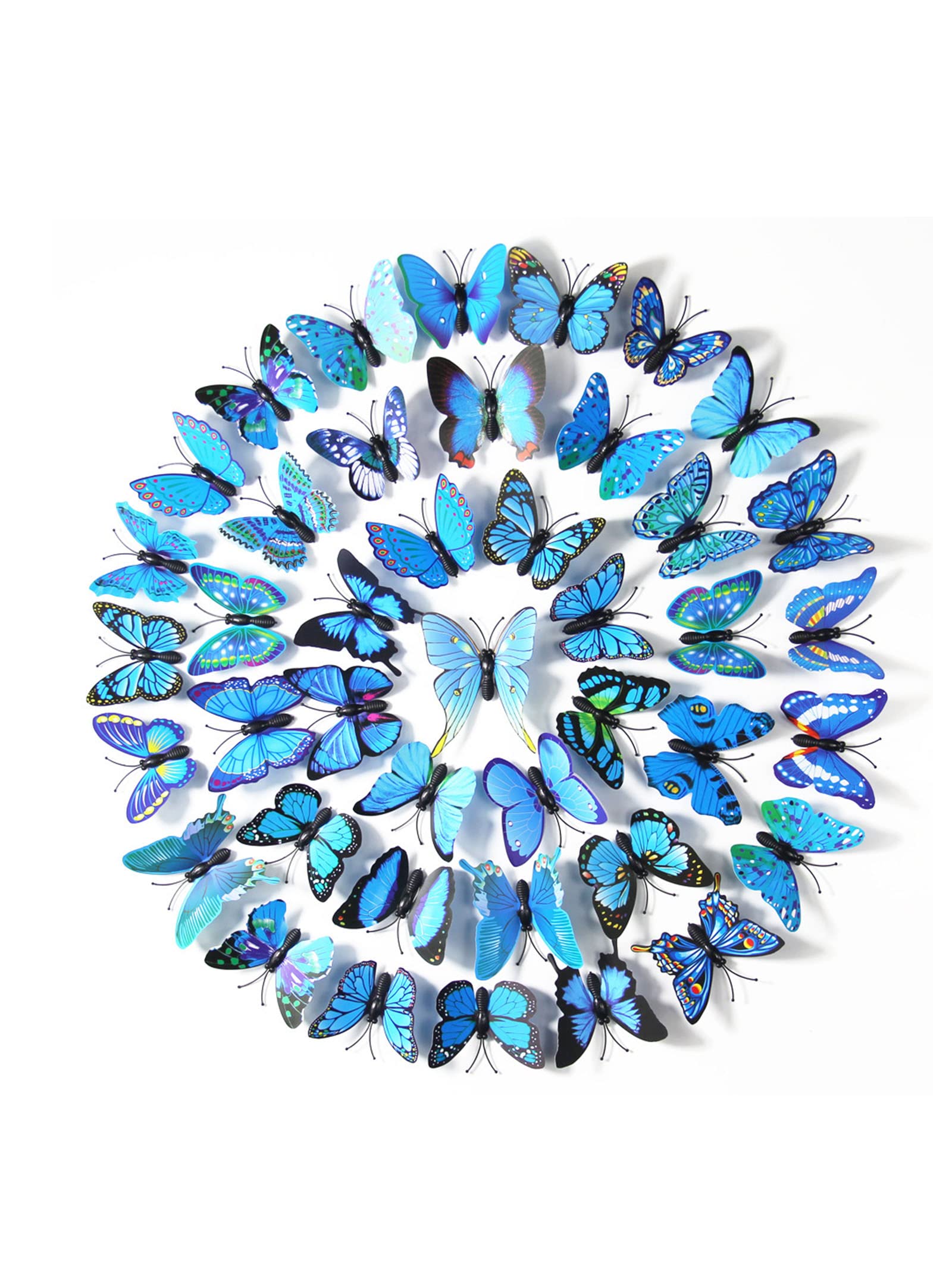 mozhixue 200PCS 3D Flying Butterflies Wall Decor Blue Butterfly Stickers Butterfly Halloween Party Decorations for Birthday Shower Party Supplies Crafts Art (Blue)