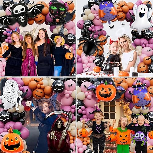 Miniatura 6 de Juego de 9 globos de Feliz Halloween, fantasma, araña, murciélago, calabaza, gato negro, globos de aluminio para decoraciones de fiesta de Halloween