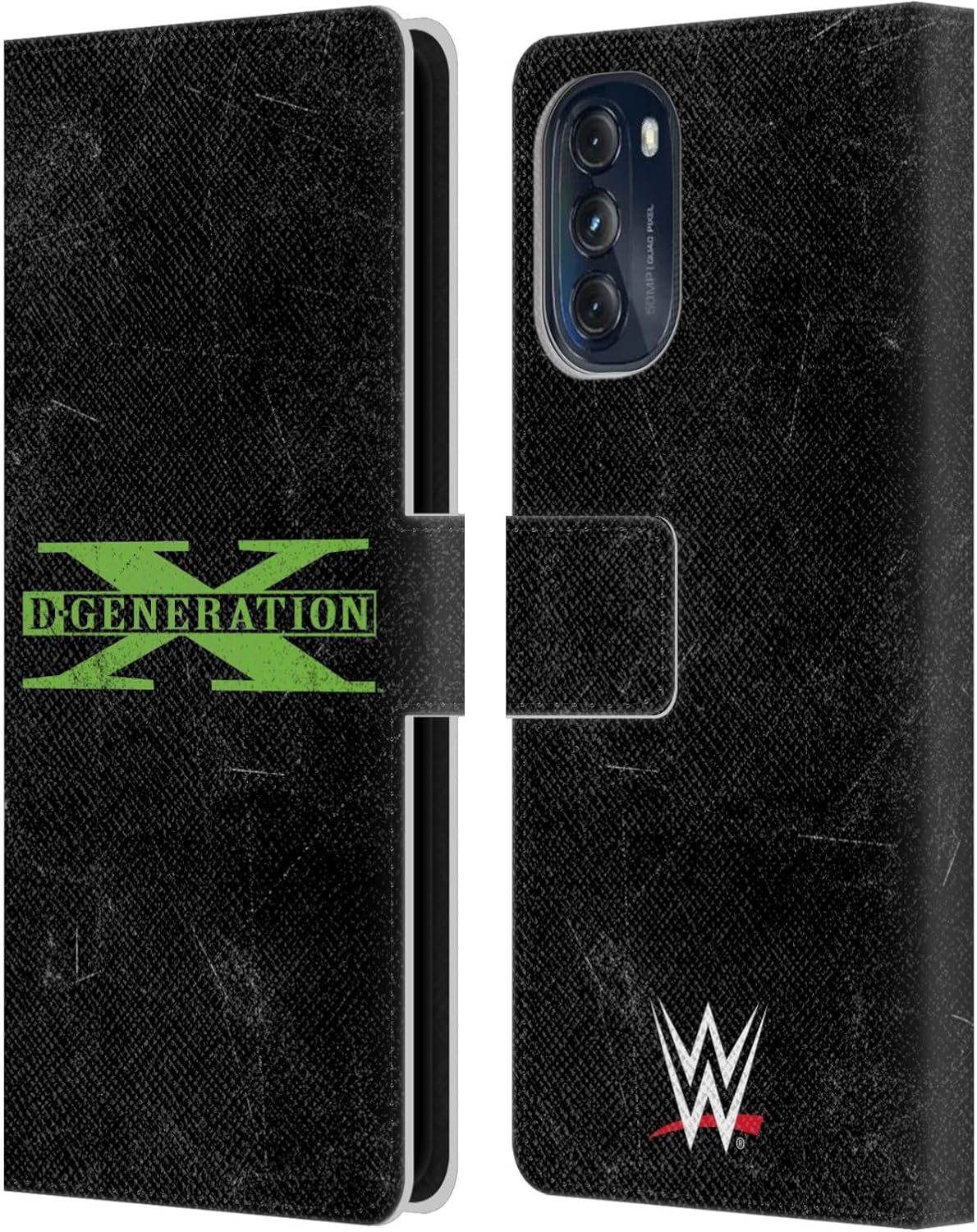 Head Case Designs Officially Licensed WWE Logo D-Generation X Leather Book Wallet Case Cover Compatible with Motorola Moto G (2022)