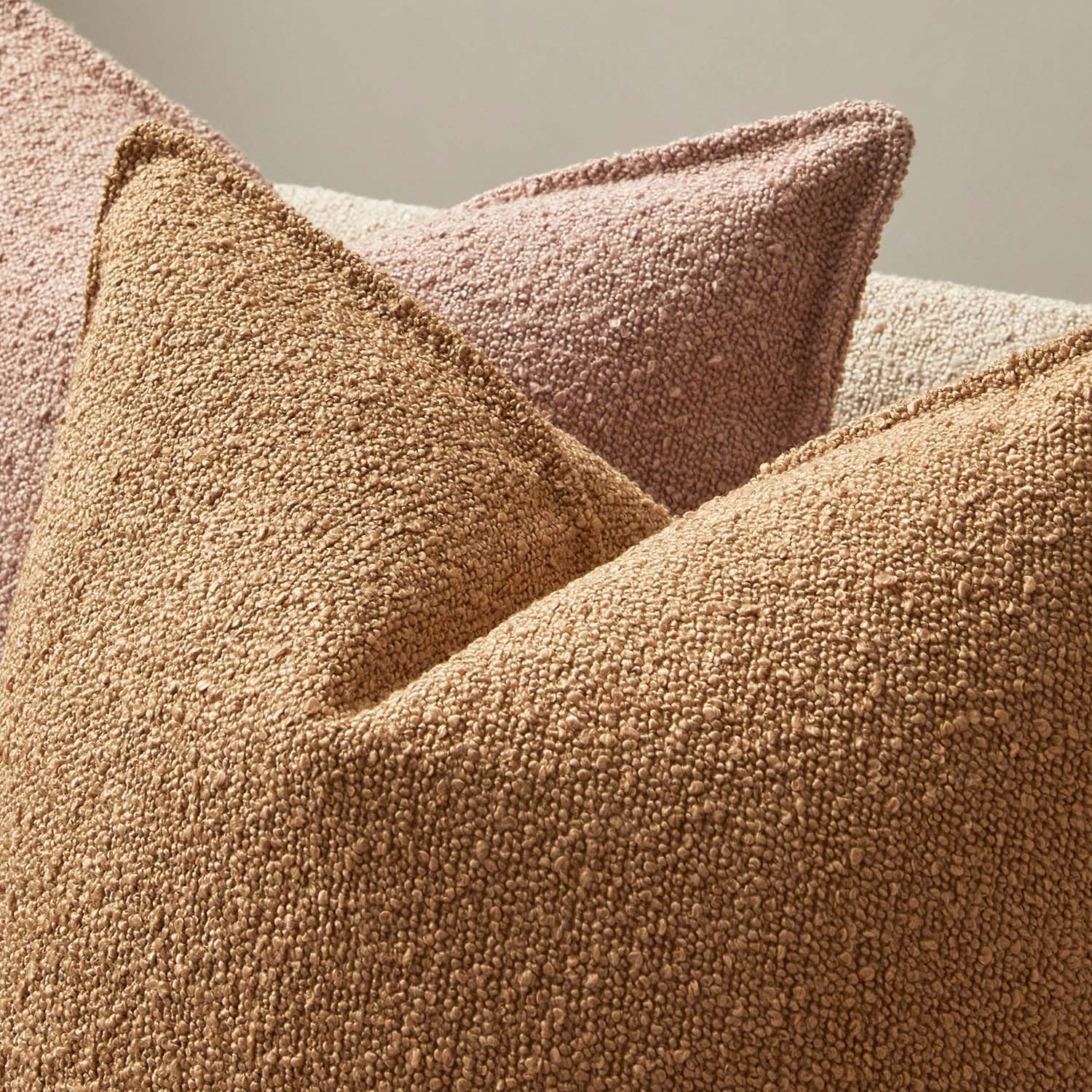 JUSPURBET Pillow Covers 20x20 Set of 2 Decorative Throw Pillow Covers Case for Couch Sofa Bed Soft Boucle Textured Cushion Covers with Hidden Zipper for Home Decor Living Room,Camel