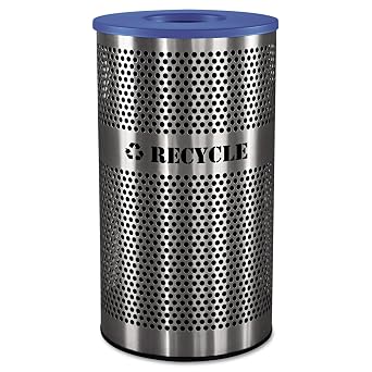 Ex-Cell Kaiser VCR-33 PERF SS Venue Collection Outdoor Perforated Stainless Steel Recycle Receptacle, 33 Gallon Capacity, 18-1/4" Diameter x 32" Height