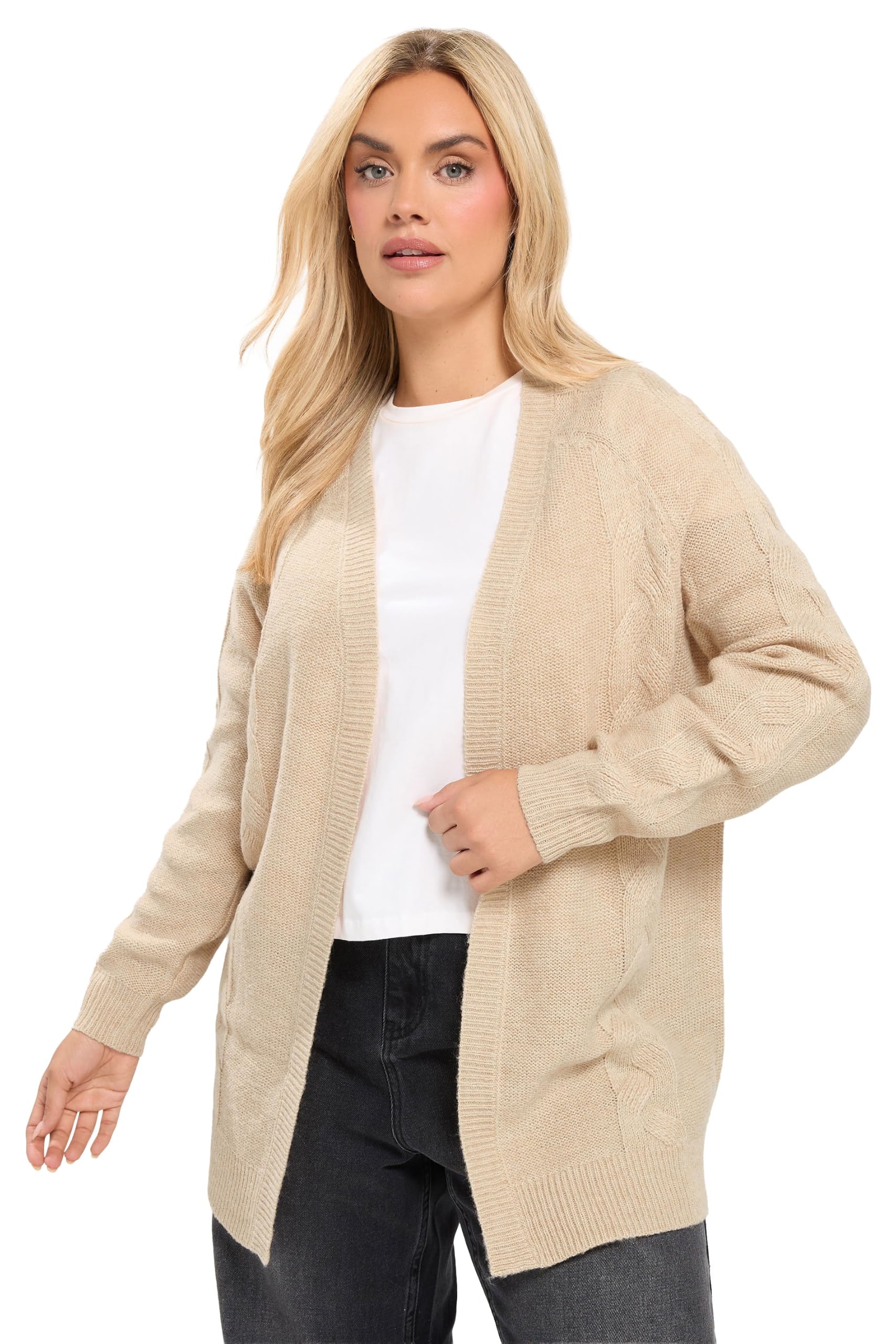 Yours Curve Cable Knit Cardigan - Women's - Plus Size Curve