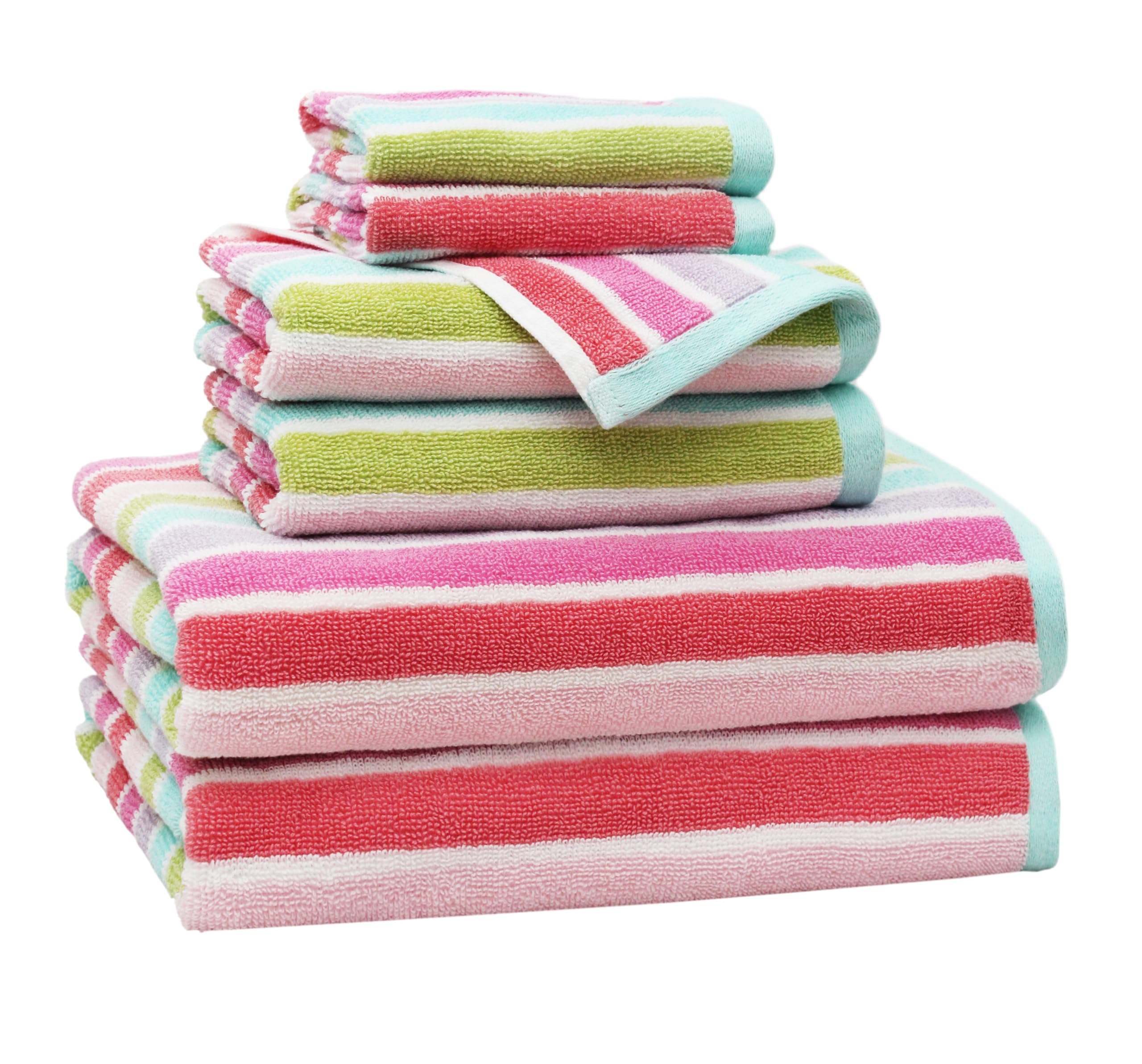 ORIGINAL KIDS 6 Piece Towel Set - 2 Bath Towels, 2 Hand Towels, 2 Washcloths - 100% Cotton - Soft Absorbent Quick Dry - Durable Pool Shower Beach -
