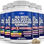 NEW AGE Sea Moss Black Seed Oil Ashwagandha Turmeric Bladderwrack Burdock - with Manuka, Honey Dandelion, ACV Black Pepper Gluten Free