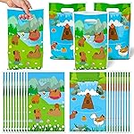 Capybara Party Favor Bags - 50Pcs Capybara Patterns Goody Candy Treat Gifts Bags, Cute Animals Themed Party Favors Supplies Decorations for Kids Boys Girls Birthday Baby Shower Animals Events