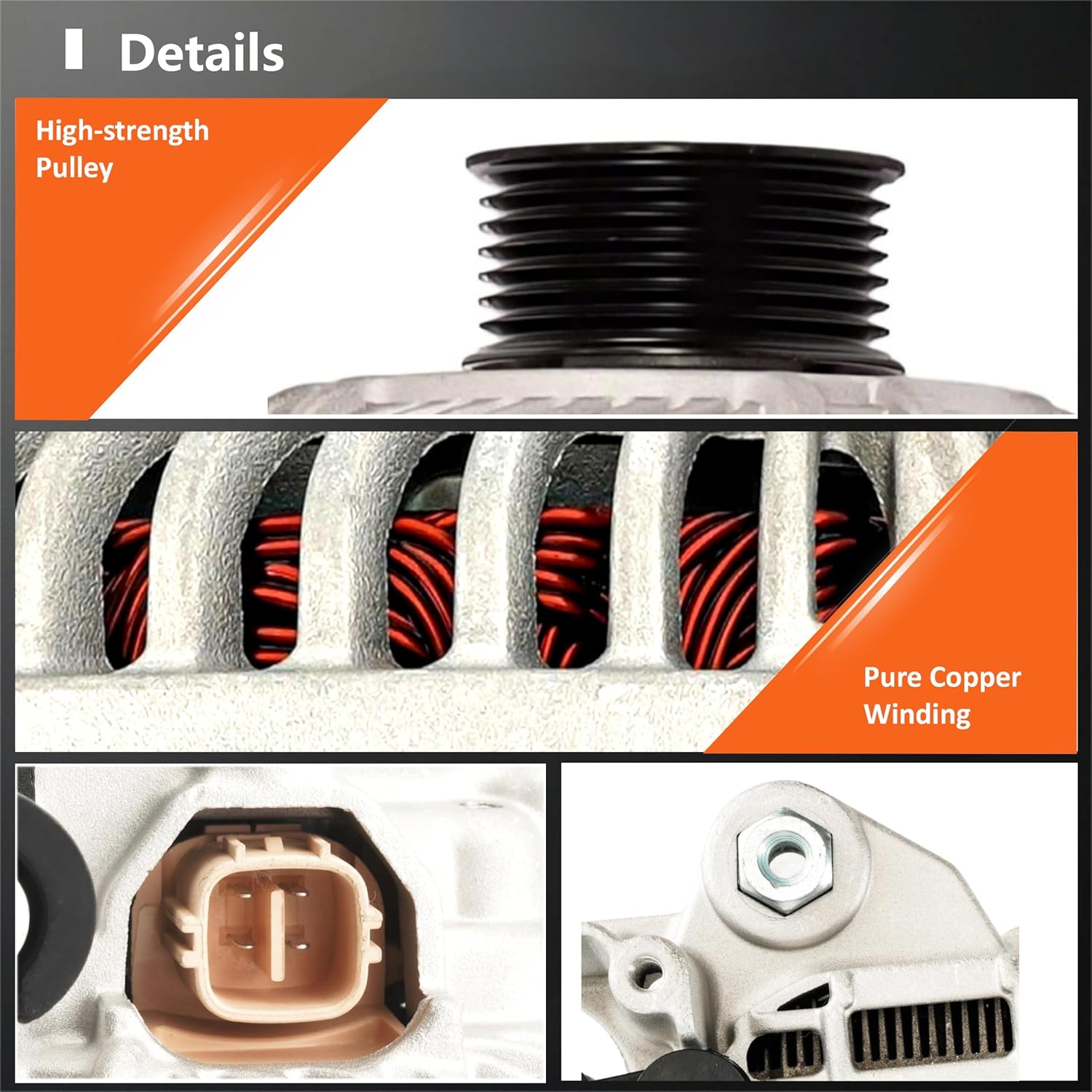 Alternator Compatible with Honda Civic 2006 2007 2008 2009 2010 2011 L4 1.8L, Replace# 31100RNAA01, 31100RNAA012M2,31100RNAA01RM,11176N,A002TC1391,AHGA67