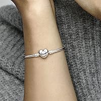 Vista 7 de Silver Pandora Bangle with Heart Logo Clasp