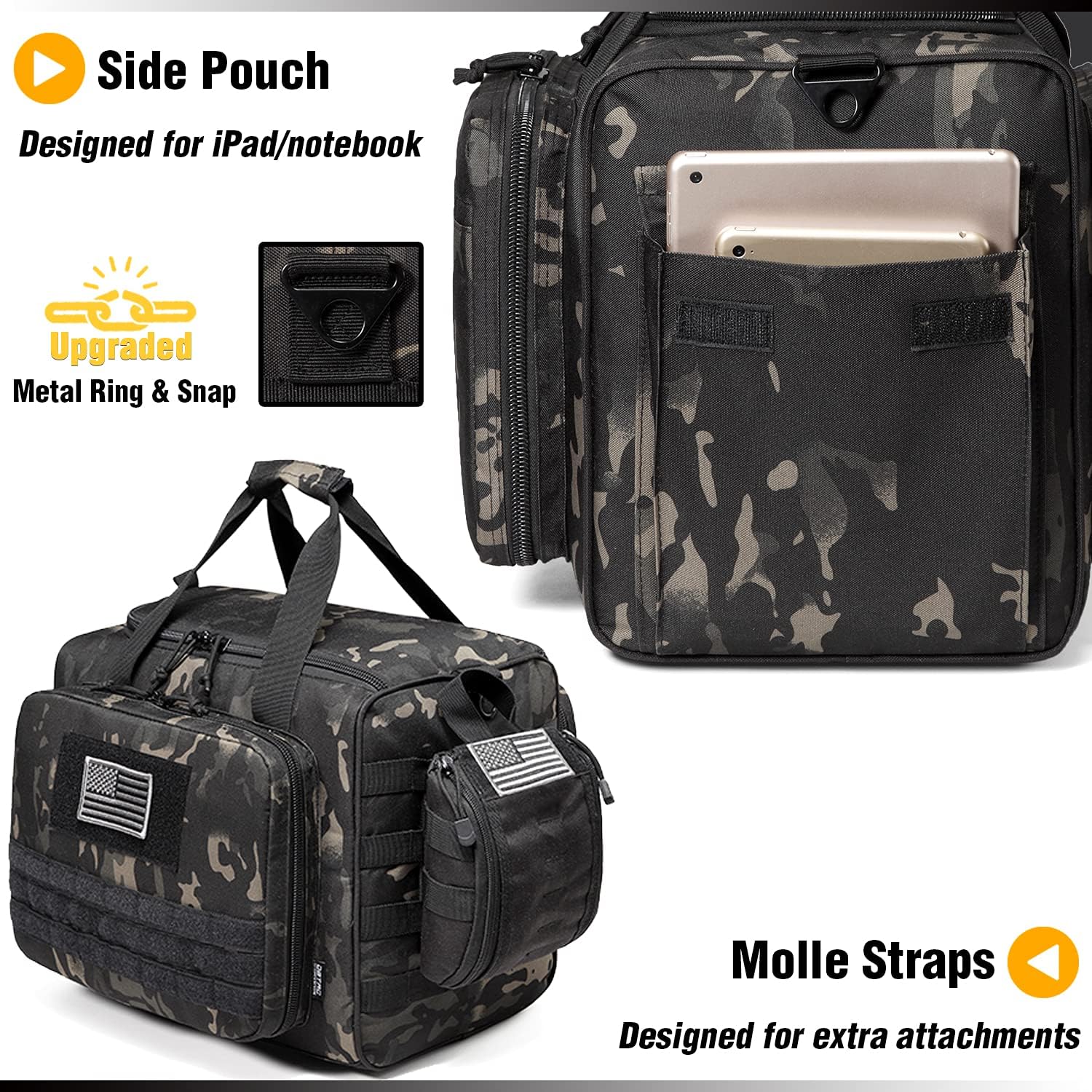 Tactical Range Bag Large + Pistol Case (Black Camo)