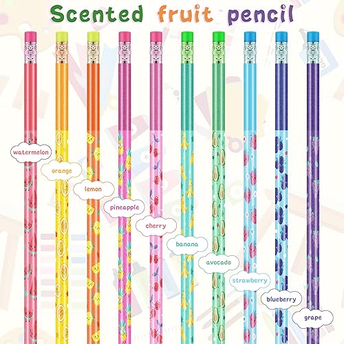 Miniatura 3 de Outus 120 lápices perfumados, lápices HB de grafito con borradores, coloridos lápices de madera afrutada para niños, estudiantes, profesores,