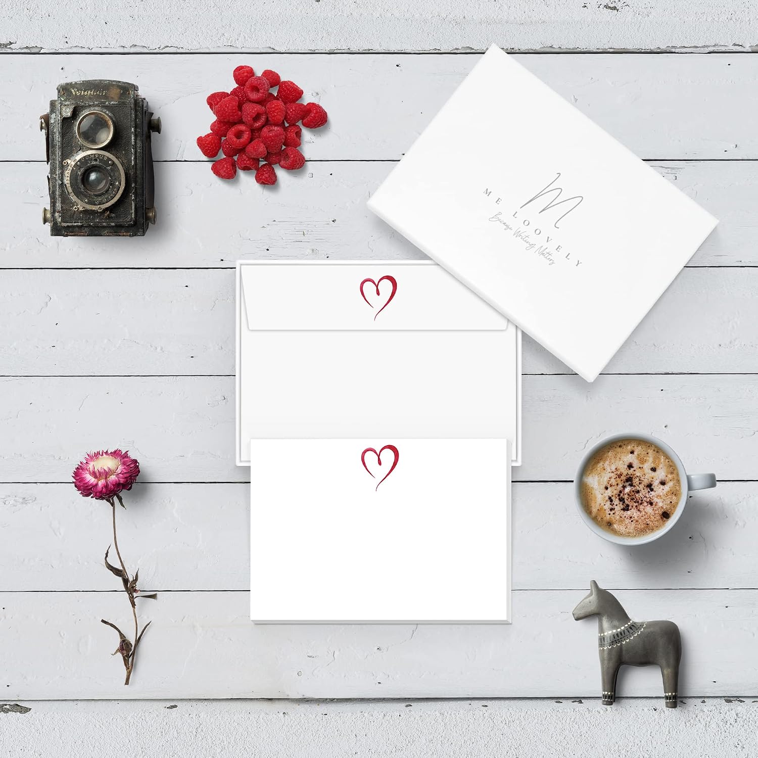 Me Loovely Heart Cards with Envelopes Flat Notecard A6 Size Greeting Card Sets Stationery Supplies for Writing & Valentine's Day Gift - Image 5