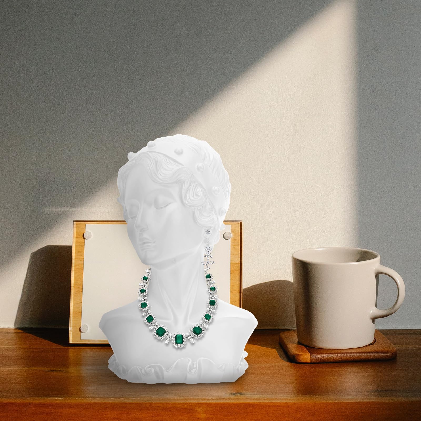 Présentoir à Colliers Buste en Résine Blanc, Élégant, pour Bijoux