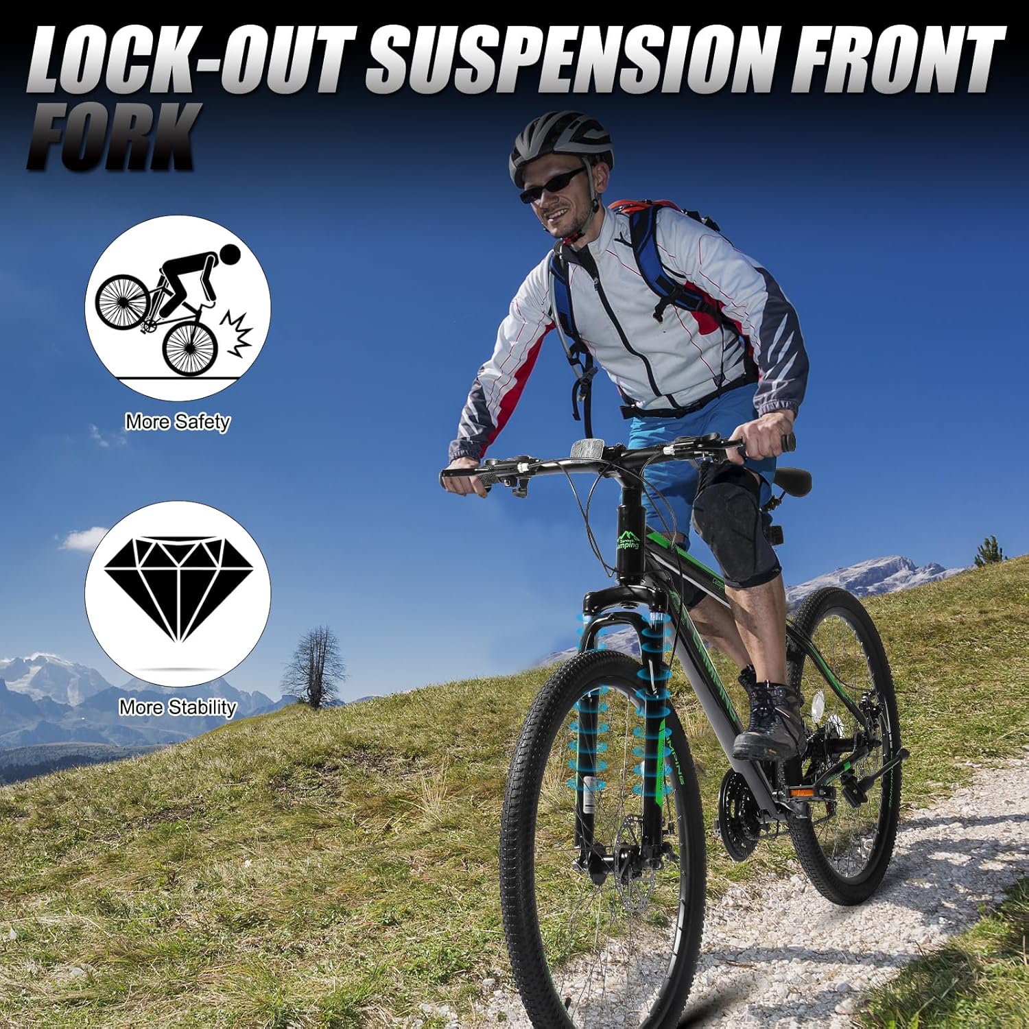 Ktaxon Mountain Bike 24/26/27.5 Inch Men & Women Mountain Bike with 21-Speed Adult Bikes, Double Disc Brake, Suspension Fork and High Carbon Steel Frame