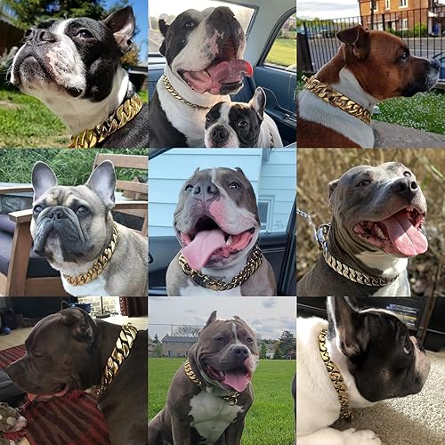 Miniatura 6 de Collar de cadena para perros grandes, collar de eslabones de cadena cubana de 1.260 in con hebilla de seguridad de diseño, collares Martingala de