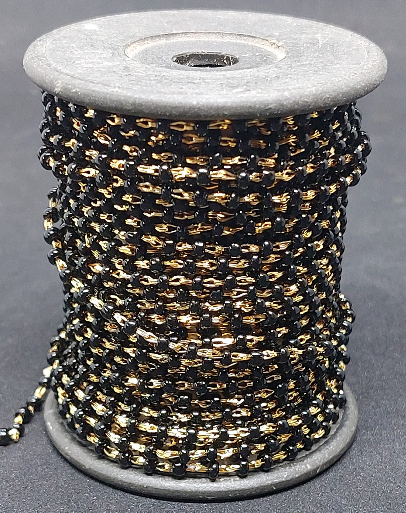 Beadsnpearls Golden Black Seed Bead Beaded Chains Aka Mangalsutra chains pack of 7 meters-image-49