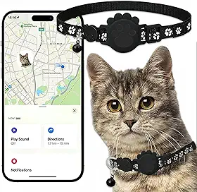Coleira GPS para gatos localizador eletrônico de animais de estimação (apenas iOS) à prova d'água compatível com Apple Find My sem taxa mensal, ideal para gatos pequenos a grandes, solução avançada de