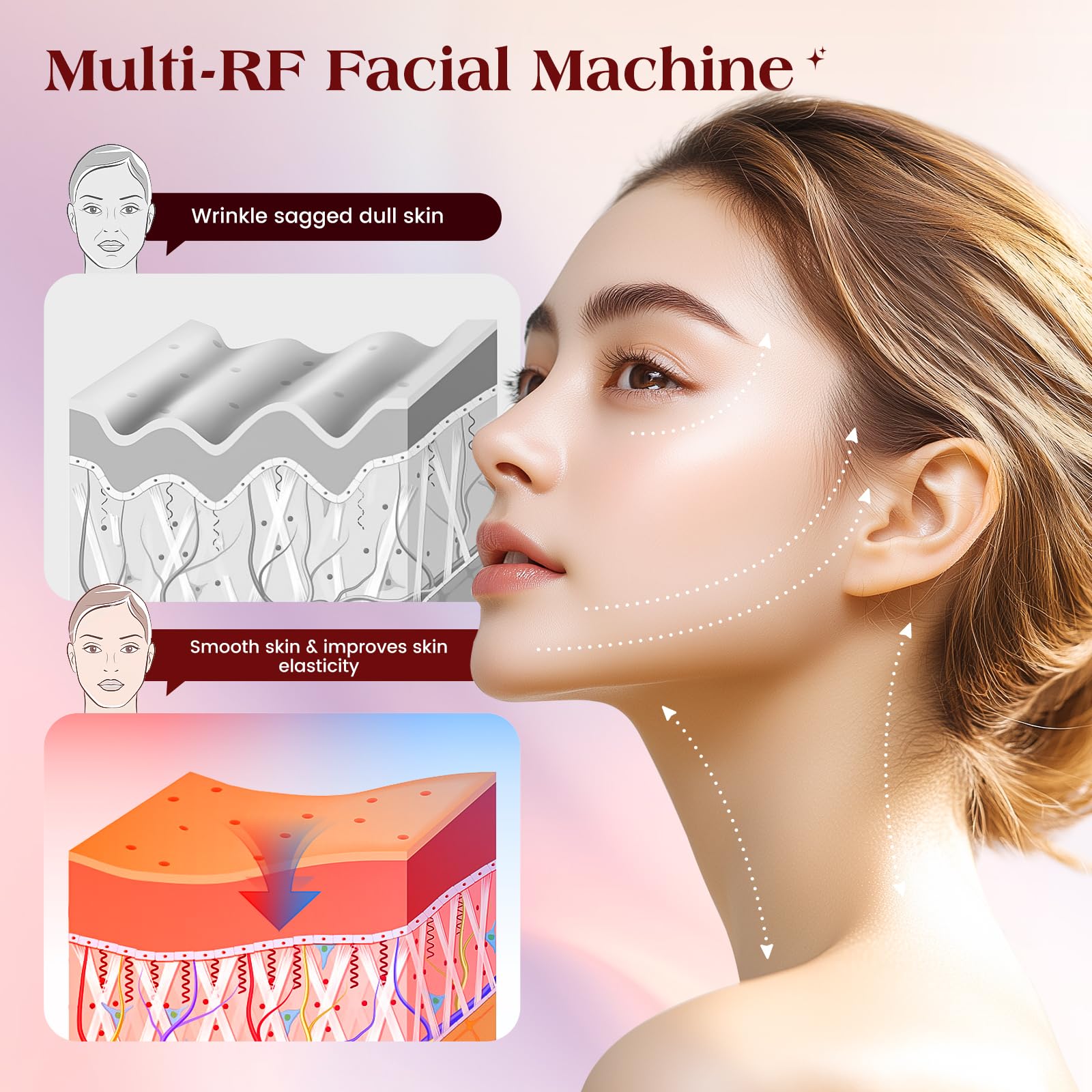 INTEO Microcurrent Facial Device, 3 Modes Red Light Therapy for Face and Neck, Skin Care Facial Massager Perfect Gifts for Women Men(): Red