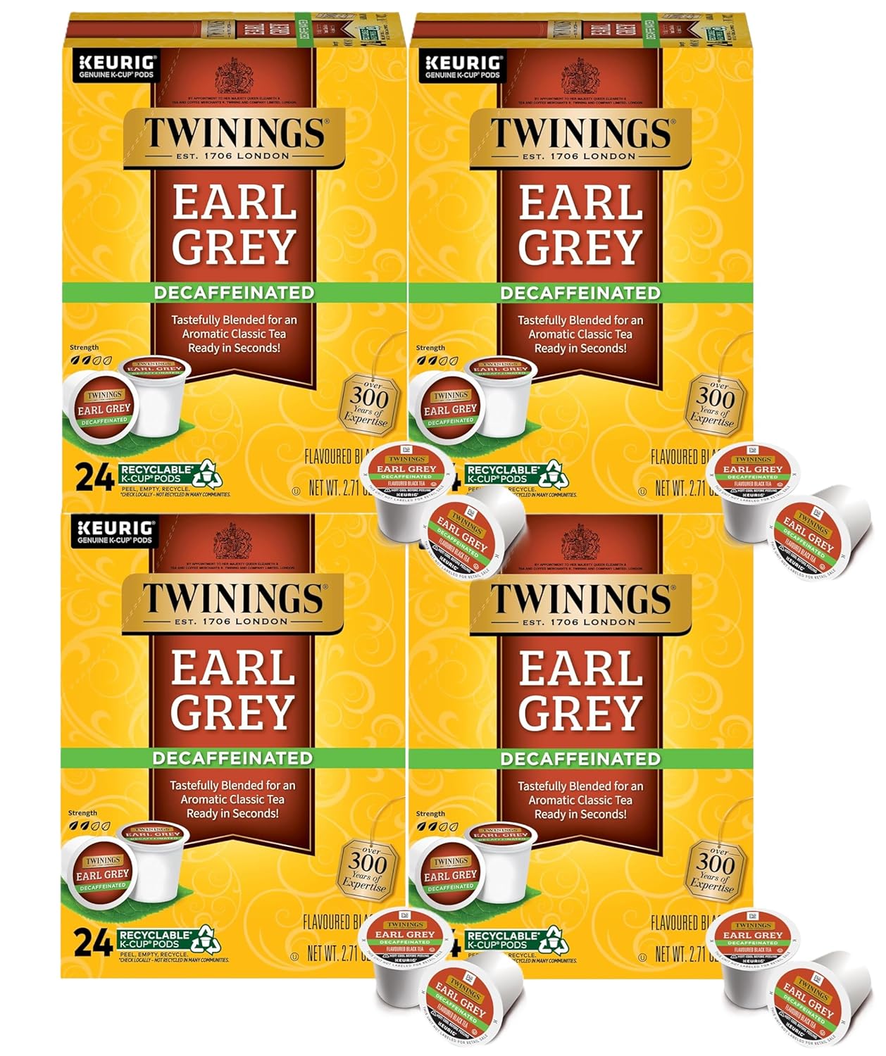 Twinings Decaf Earl Grey Tea Keurig K-Cups, 96 Count