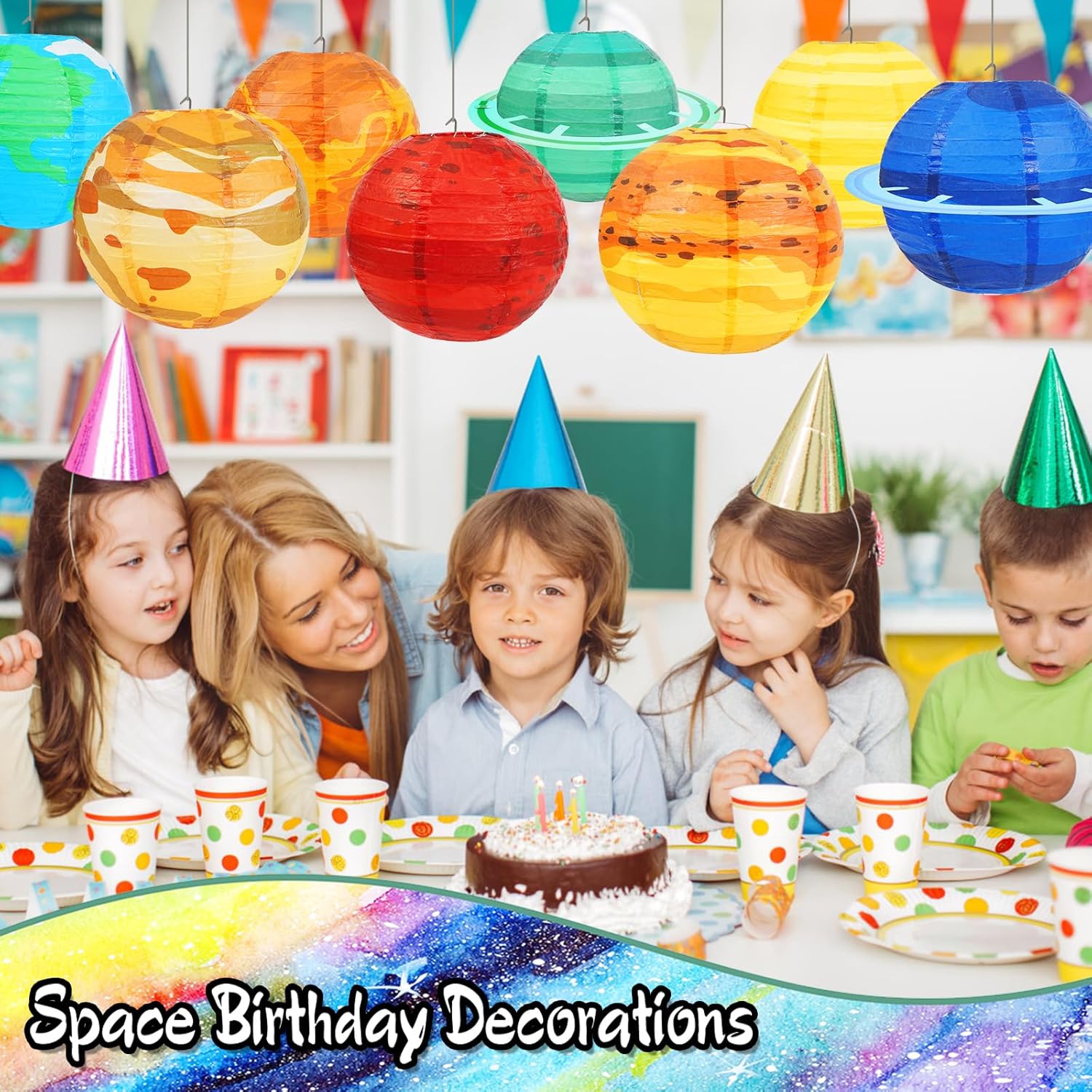 Space Planet Paper Lanterns 8PCS Solar System Hanging Decor Out of This World Outer Space Party Decorations for Kids Astronaut Theme Party Supplies Galaxy Earth Home Birthday Decorations