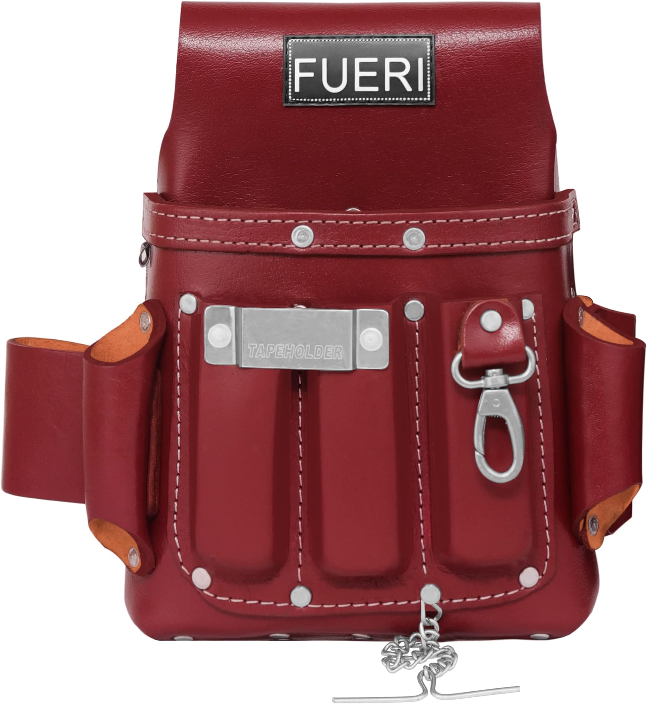 FUERI Leather Tool Pouches Carpenter Electrician Belt Bags Organizer 4 Pocket Professional Heavy Duty Pouch for Construction Framing