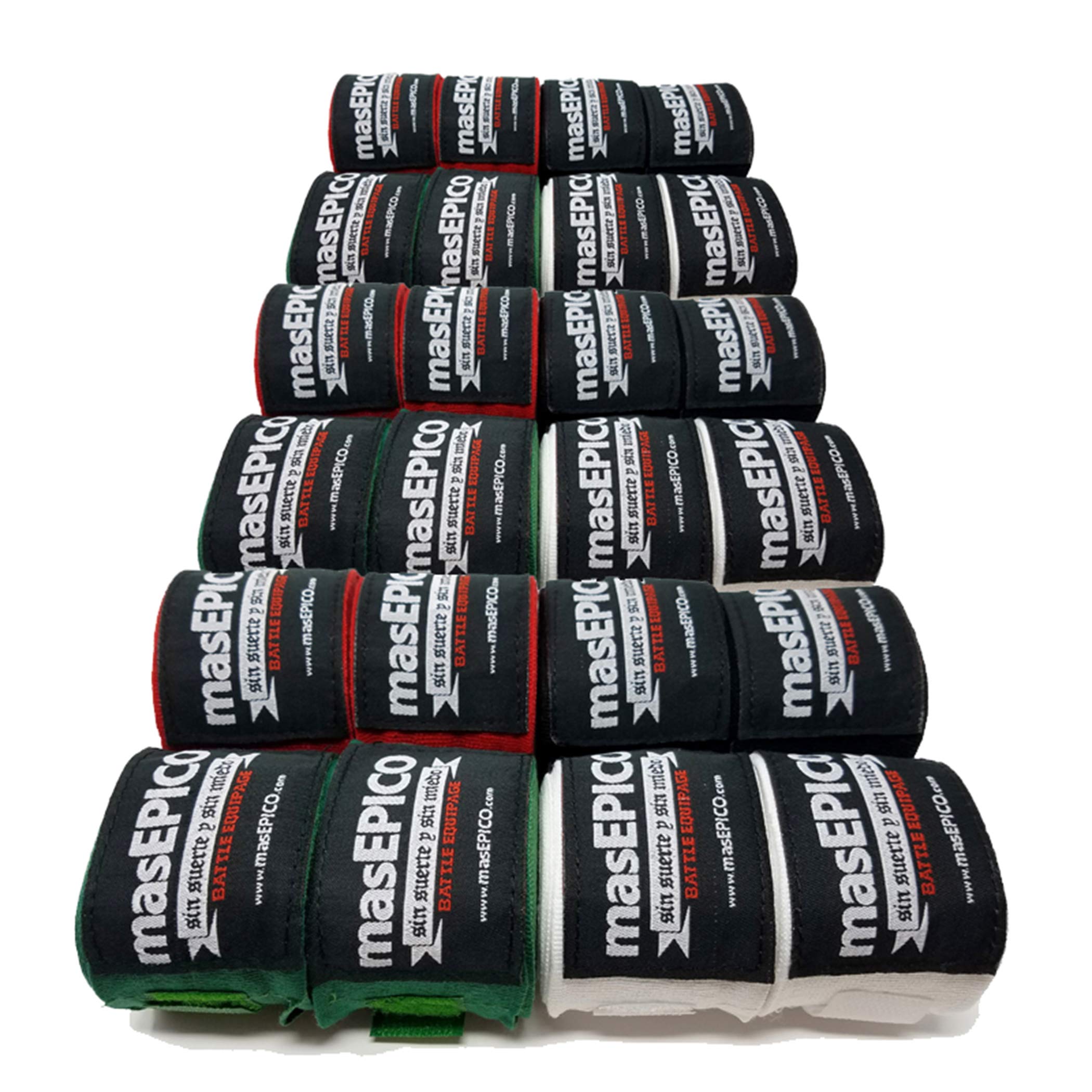 Mas Epico 180" Premium Boxing Hand Wraps Semi-Elastic Pair - Perfect for MMA Kickboxing Muay Thai Heavy Punching Bag Training and Sparring