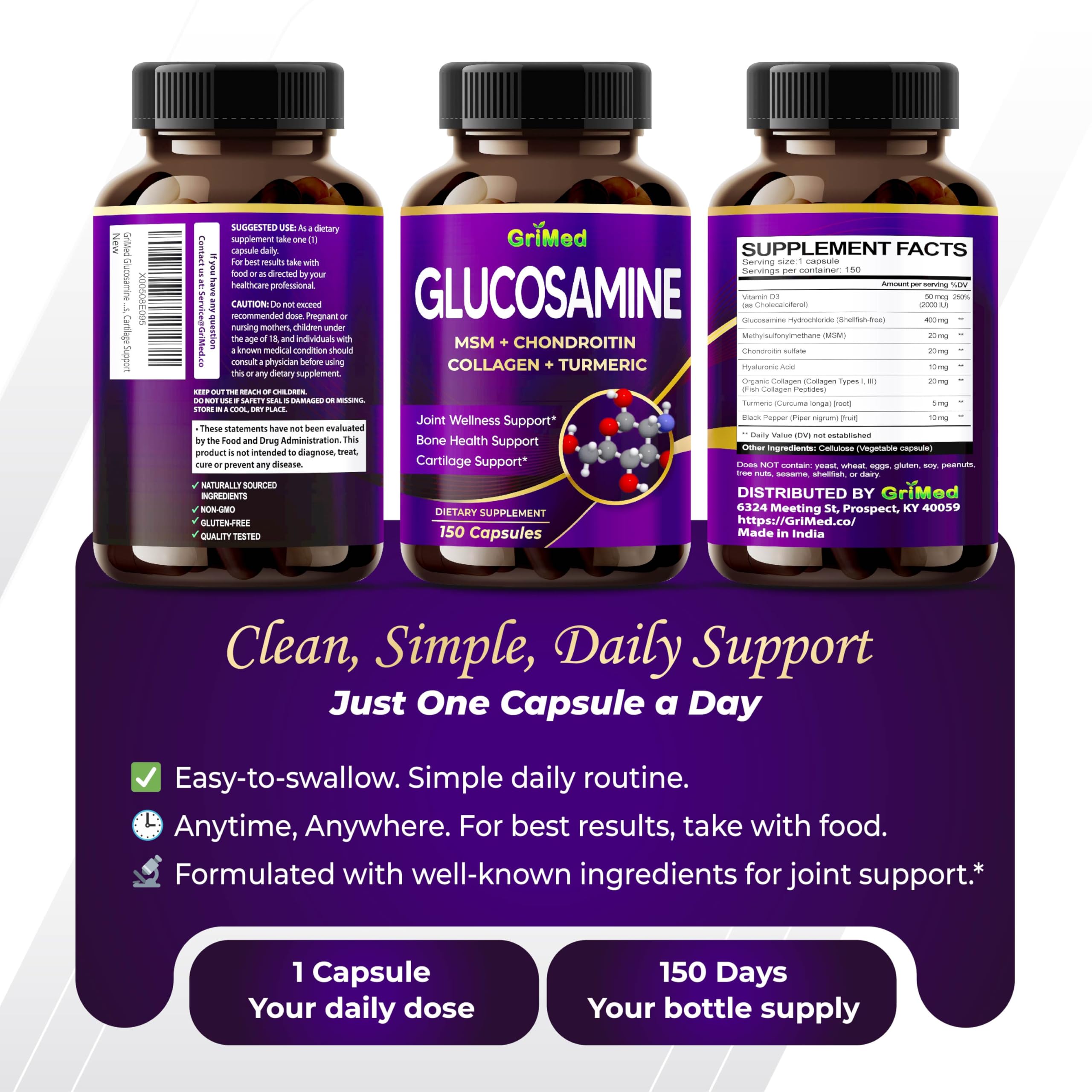 GriMed Glucosamine Complex 8-in-1 with MSM & Chondroitin, 150 Capsules — Amazon image 9