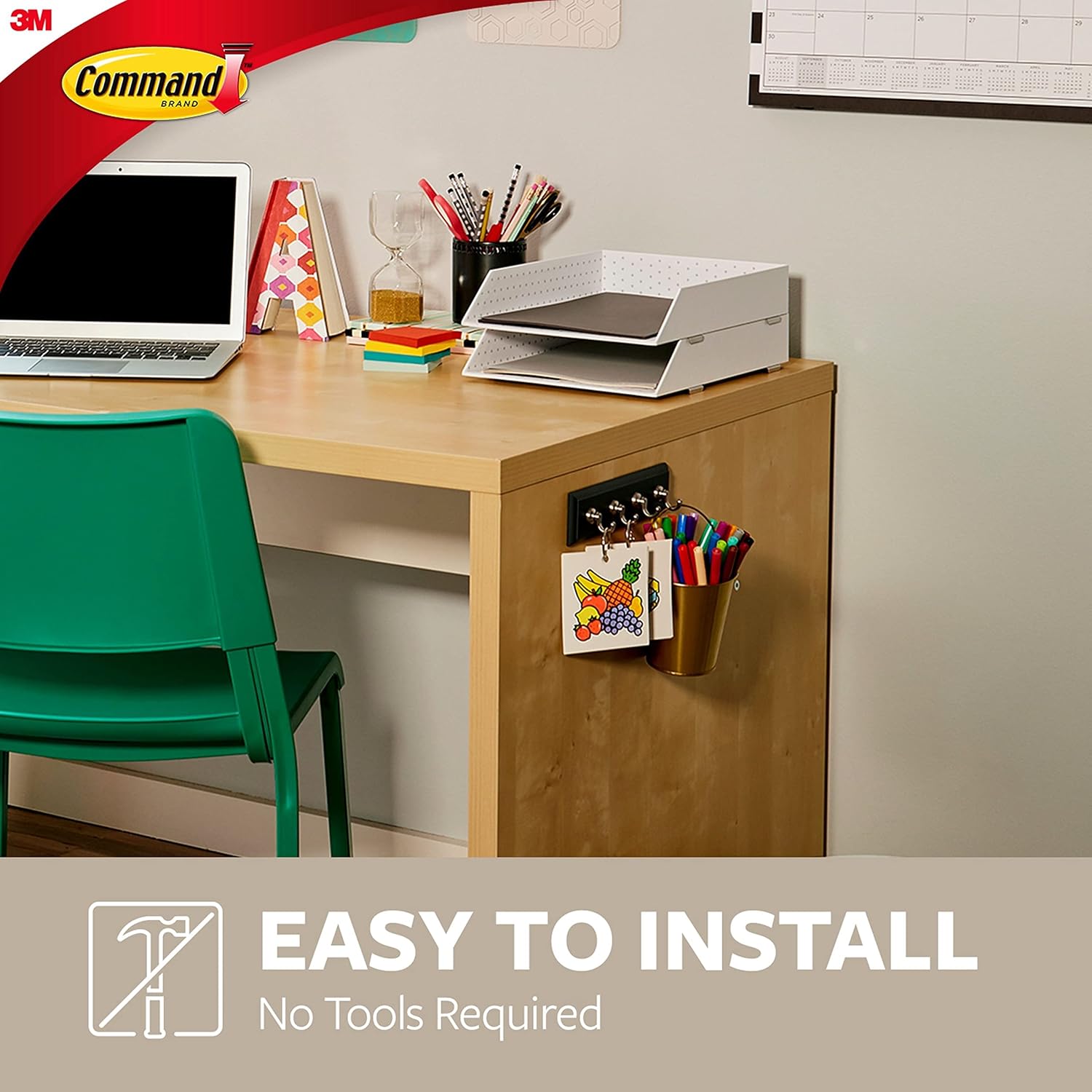 Command Key Rail, Slate, 1-Rail, 6-Strips, Organize Damage-Free - - 