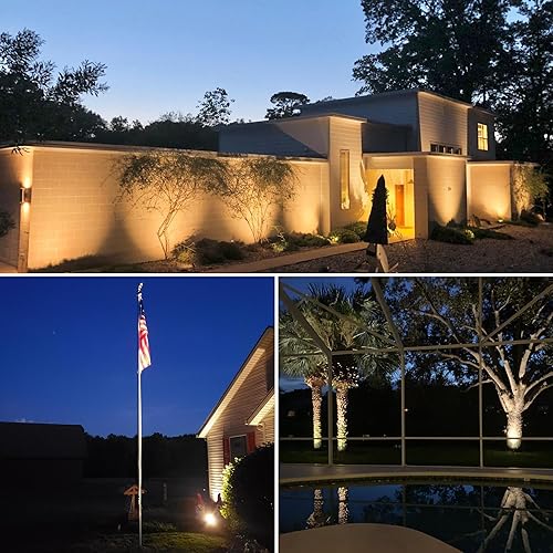 Miniatura 7 de SUNVIE Focos de paisaje al aire libre de 20 W, 120 V, impermeables, del atardecer al amanecer, luces LED al aire libre de 3000 K con sensor de
