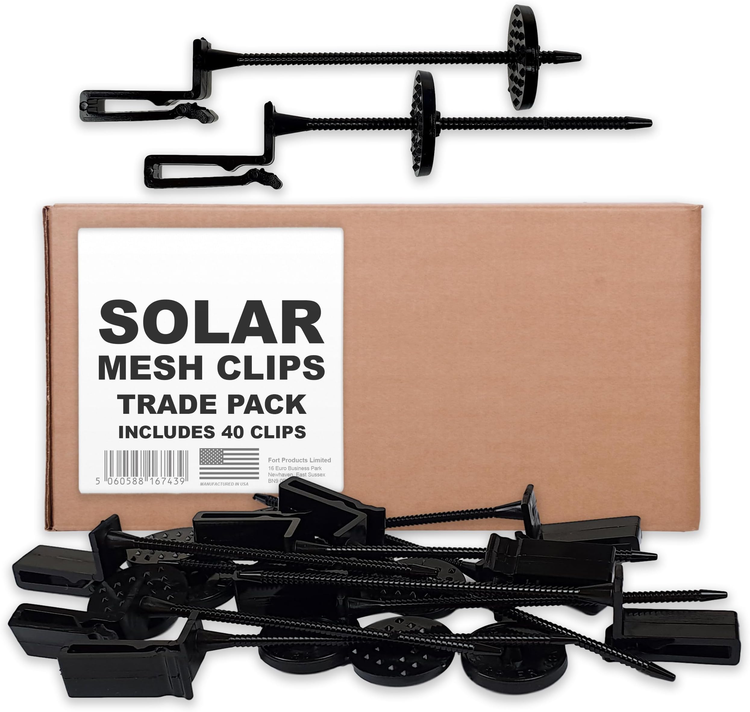 Birdgo Solar Panel Roof Mesh Fixing Clips - No Drill Installation of Bird Proofing Mesh to Stop Pigeon Bird Access (Nylon, Pack of 40)