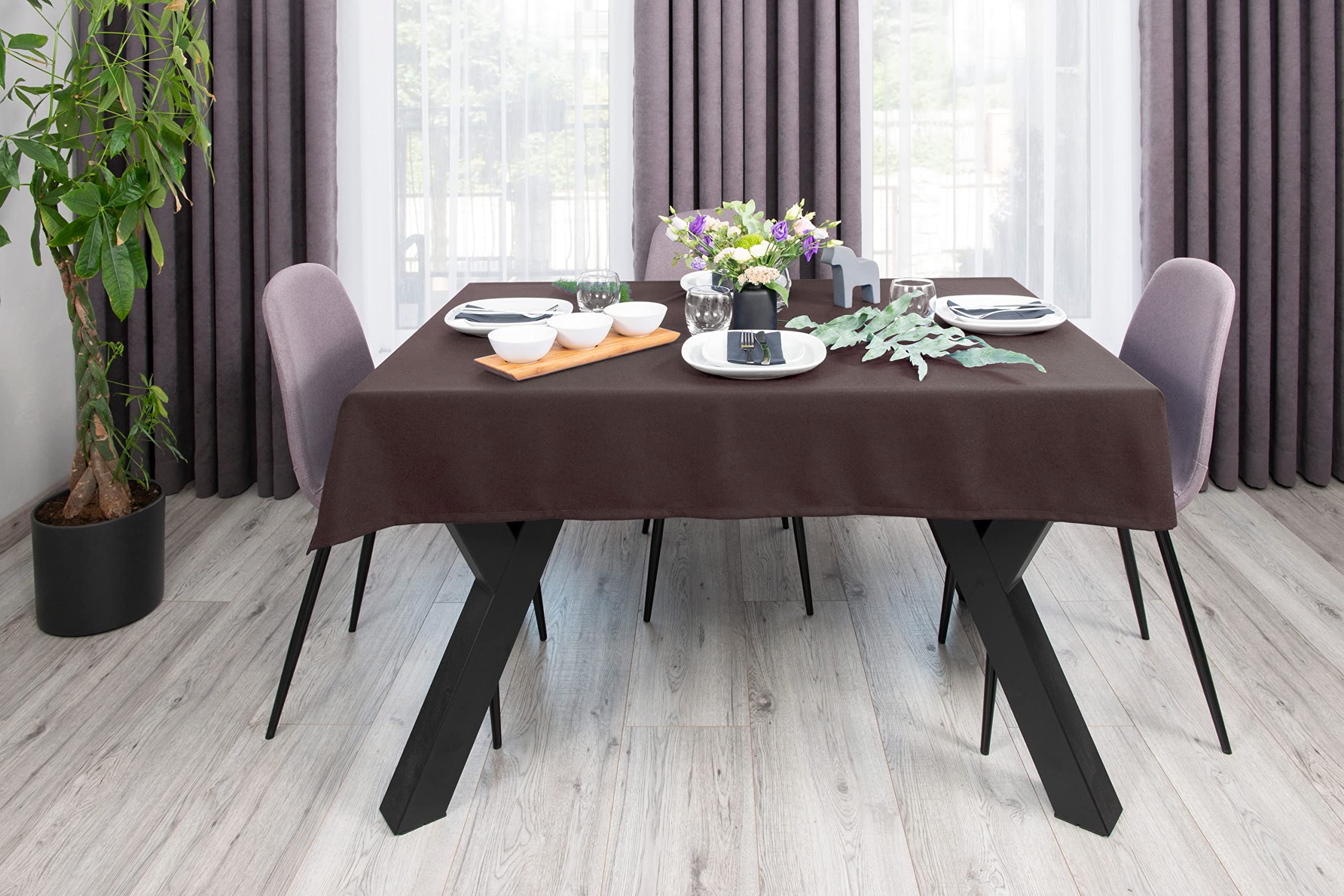 NIBLO Tablecloth Table Runner Table Linen Table Decoration Table Cloth (Chocolate Brown, Tablecloth - 120 x 220 cm) - Image 3