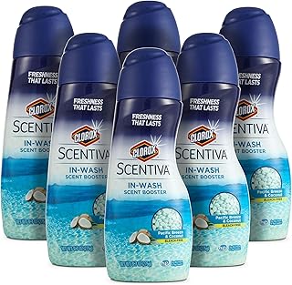 Clorox Scentiva Scent Booster Beads Laundry Freshener | Beautiful and Fresh Pacific Breeze & Coconut Scent | Easy to Use Laundry Beads Scent Booster | 9.7 Ounces (6 Pack)