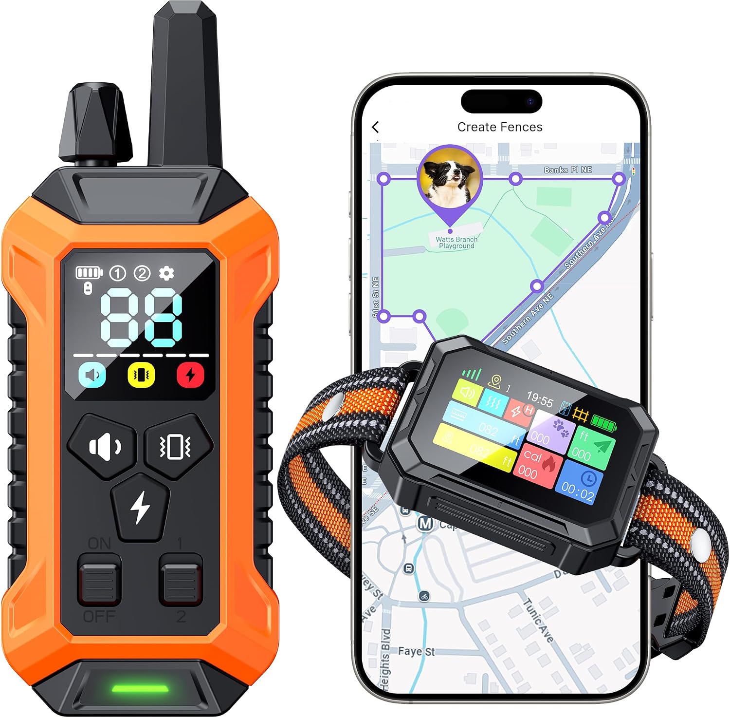 Meowant GPS Wireless Dog Fence System Collar with Training R