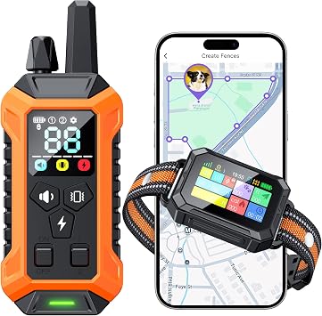 Meowant GPS Wireless Dog Fence System Collar with Training Remote, Free App, Custom GPS Fence82-7000ft, Beep/Vibration/Correction, Early Alert Band, Waterproof LCD Collar, Outdoor, Dogs 10+Lbs
