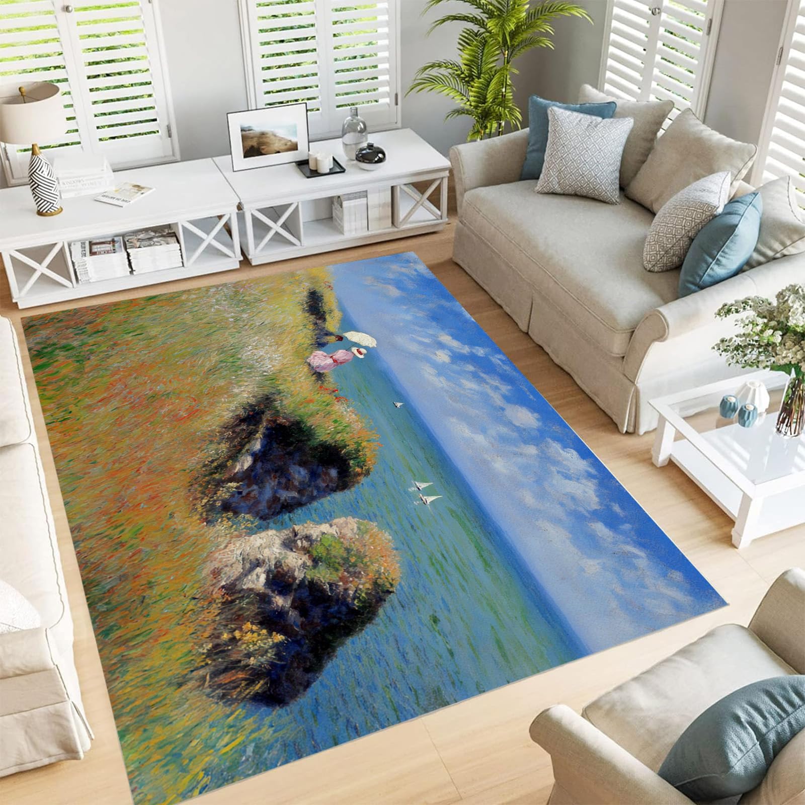 Tapis fleurs sauvages antidérapant et doux pour salon