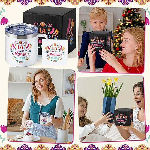 Miniatura 6 de R HORSE La Mejor Mama Del Mundo - Taza de café con aislamiento de doble pared con aislamiento de 14 onzas, taza de café resistente a derrames con