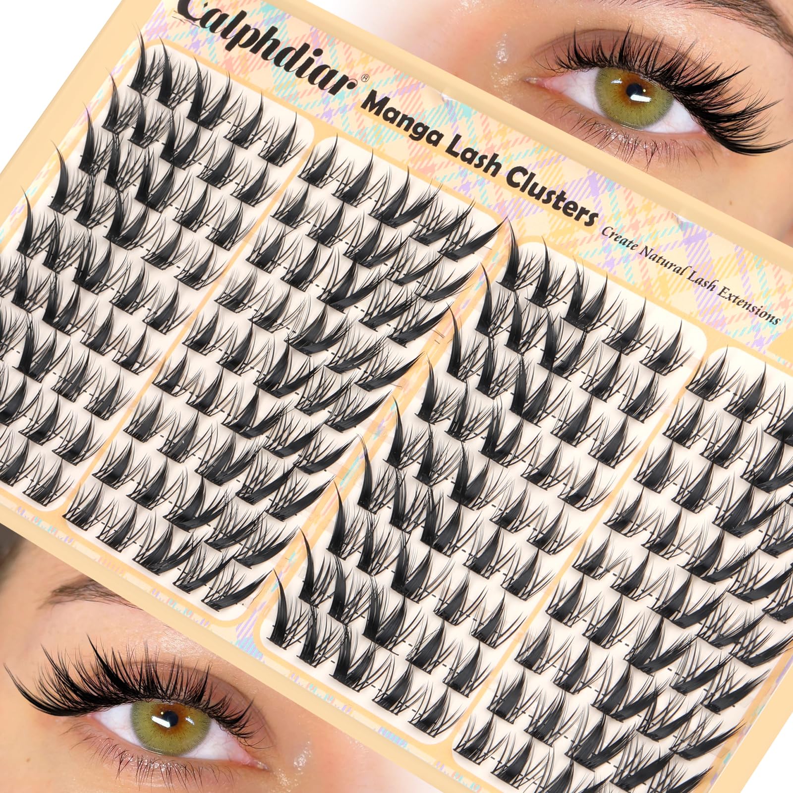 Lash Clusters Fox Eye Cluster Eyelash Extensions Manga Eyelash Clusters Fairy Lash Extension 180Pcs Spiky Individual Lashes 10-14mm