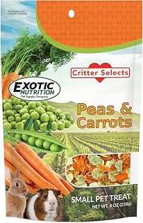 Exotic Nutrition Peas & Carrots 8oz Dried Treat for Rabbits, Guinea Pigs, Hamsters, Chinchillas - Nutritious Foraging Snack