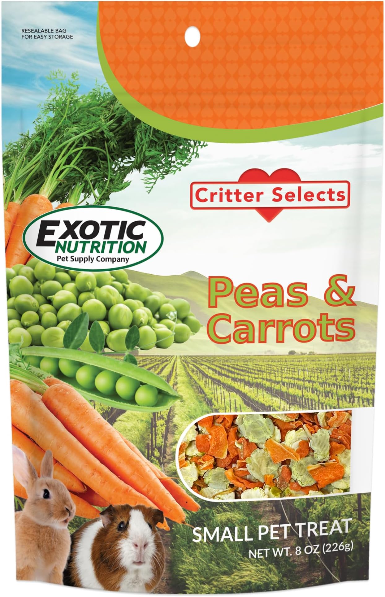 Peas & Carrots 8 oz. - Healthy Natural Mixed Dried Vegetable Treat - for Rabbits, Guinea Pigs, Hamsters, Chinchillas and Small Pets