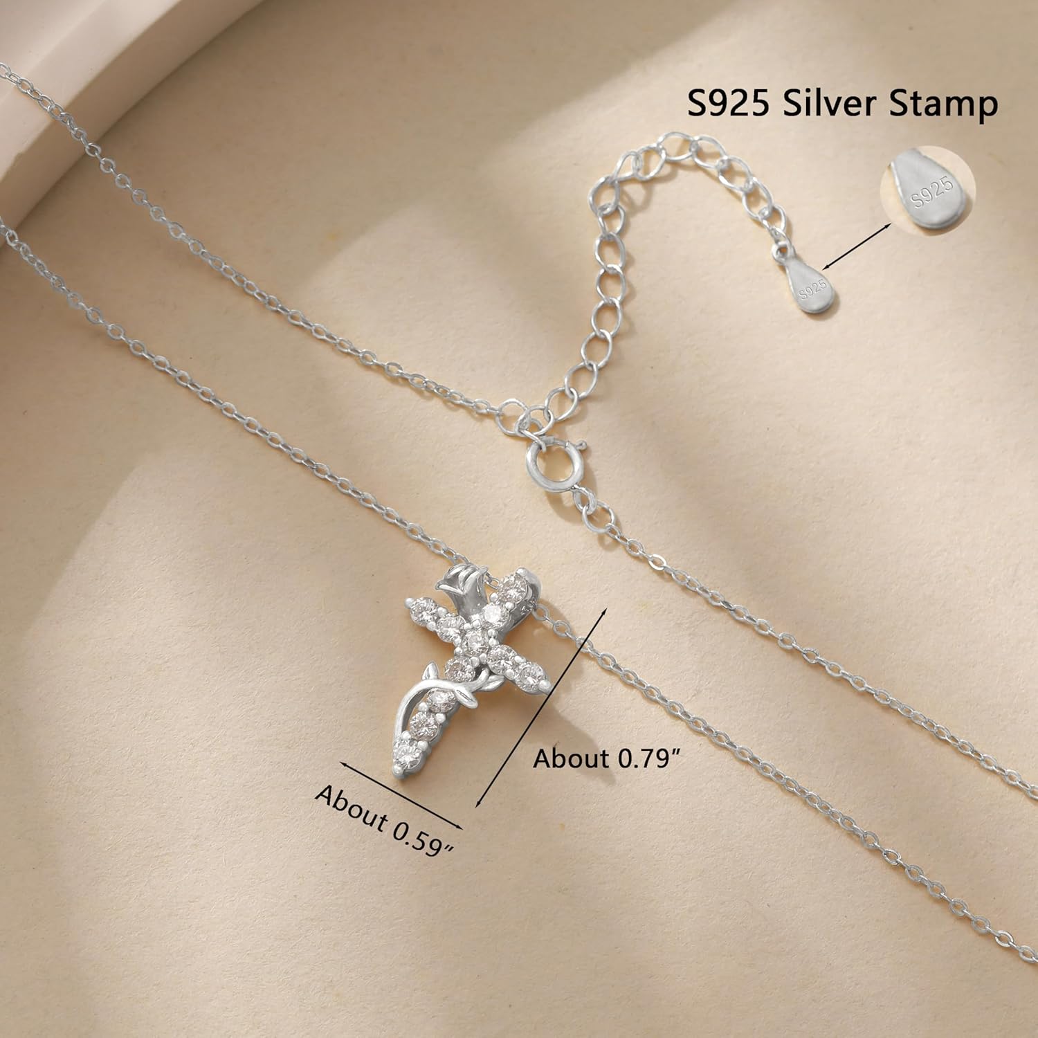 Mothers Day Gifts for Mom Cross with Crown Necklace for Women 925 Sterling Silver Crucifix Jesus Christian Necklace Dainty 14K Gold Plated Cubic Zirconia Necklace Religious Faith Jewelry Gifts