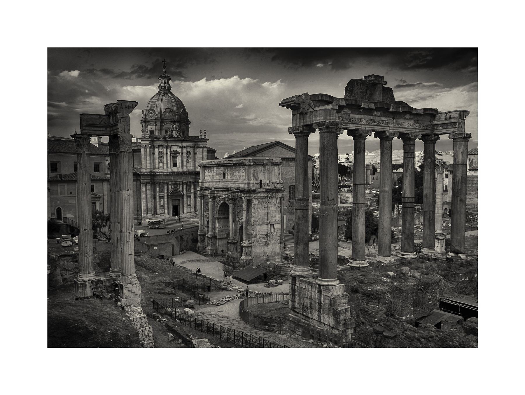 Wee Blue Coo Photo Cityscape Rome Italy Roman Forum Ruins Wall Art Print