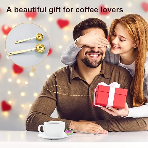 Miniatura 7 de Juego de 2 cucharas de café de alta calidad, cuchara de café de mango largo de acero inoxidable de metal, cucharas medidoras que contienen 1